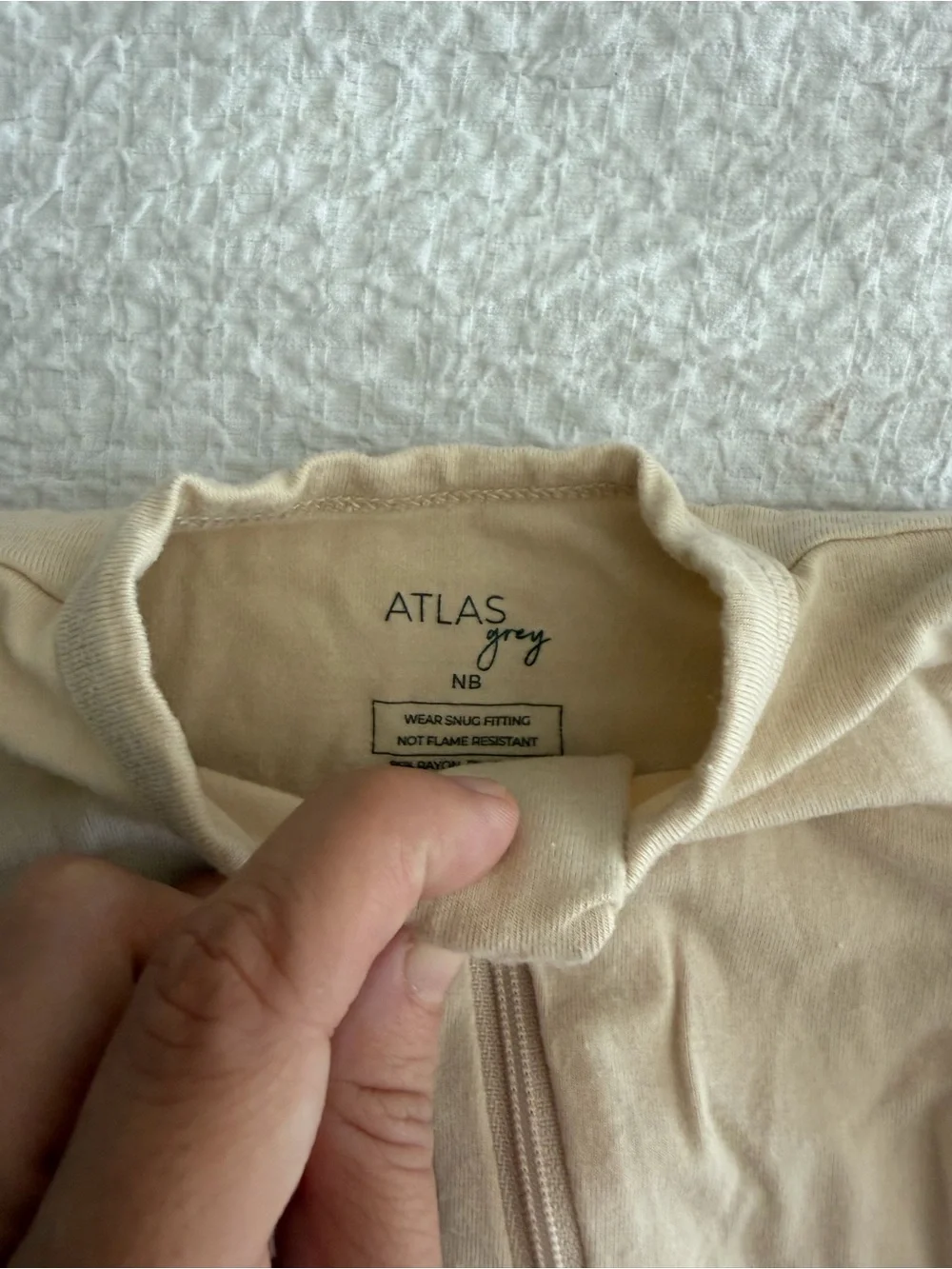 Neutral Beige Baby One-Piece Zipper Footed Sleepsuit